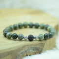 Bracelet "Mal de dos" en Jaspe Zèbre et Pierre de Lave
