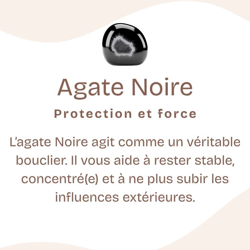 Pierre roulée "Force Mentale" en Agate Noire (Onyx) (Lot de 2 pièces)