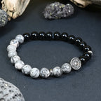 Bracelet Homme Onyx et Jaspe Gris - Maîtrise et Stabilité Marin