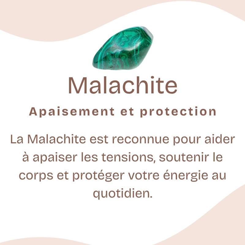 Bracelet "Paix" en Malachite à facettes