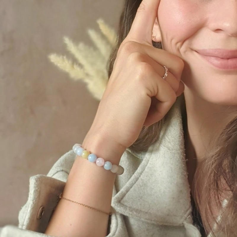 Bracelet "Attirance" en Morganite & Aigue-Marine