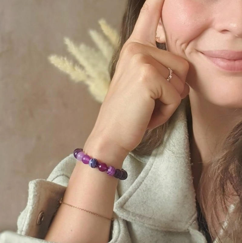 Bracelet "Spiritualité" en Améthyste & Agate Violette