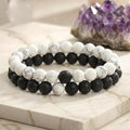 Bracelet "Duo Amour & Distance" en Howlite & Pierre de Lave