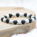 Bracelet "Anti-stress et force" en Howlite & Pierre de Lave