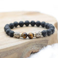 Bracelet "Chance et Protection" Bouddha en Pierre de Lave & Oeil-de-Tigre